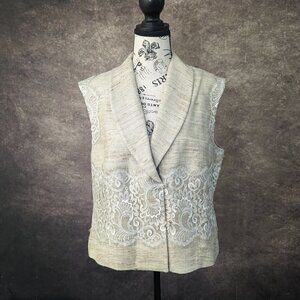 COUTURE ST JOHN Beige 100% Raw Silk lined Sleeveless Jacket sz 16 NWT